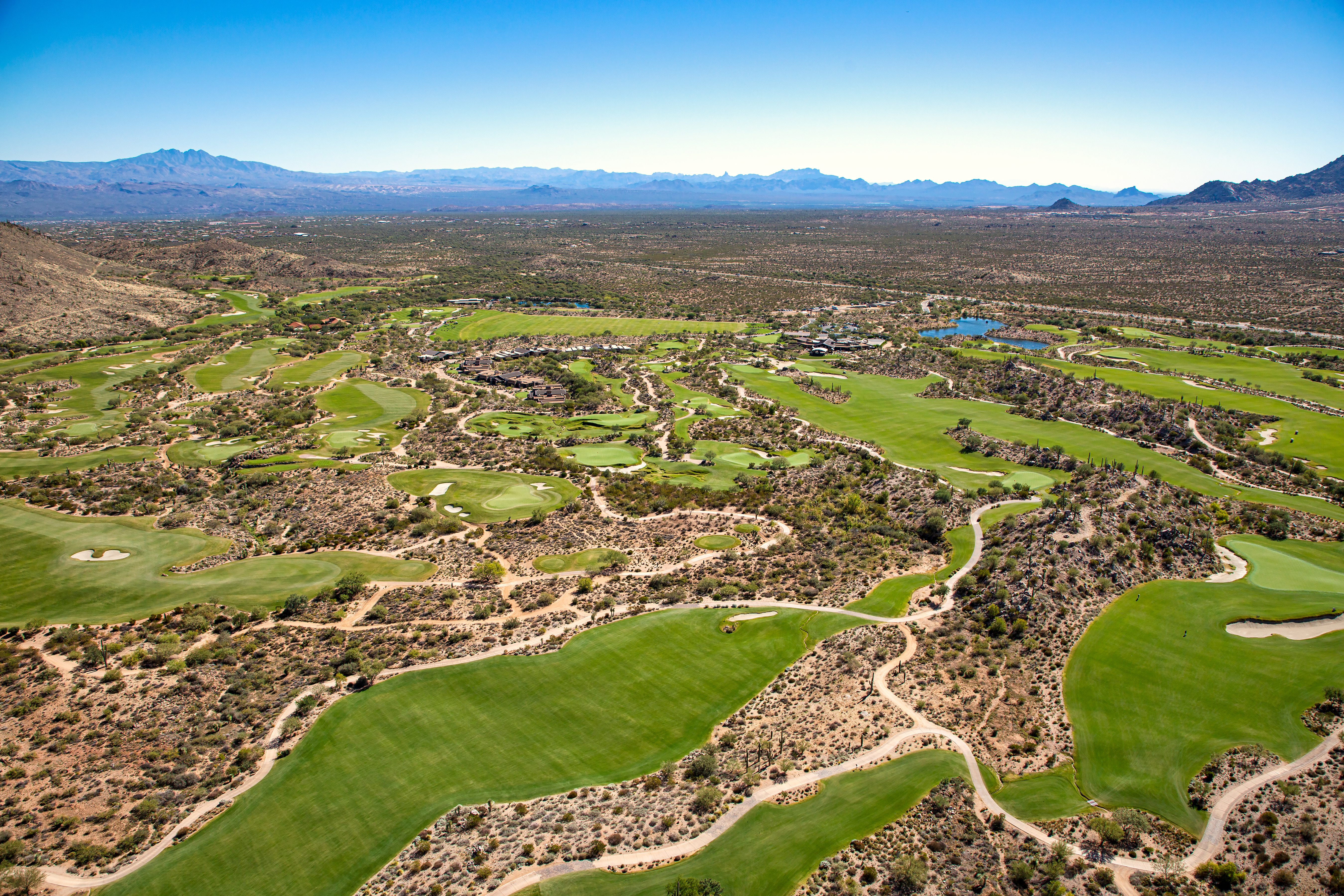 Aerial view of a golf community in north Scottsdale, Arizona